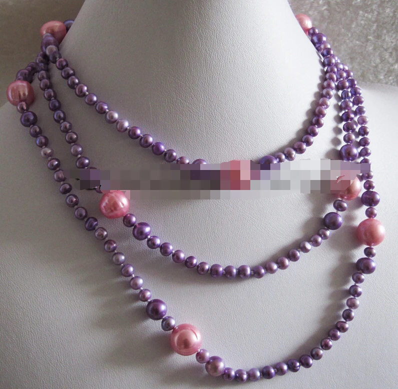 0767 фиолетовый Градуированный пресноводный жемчуг ожерелье | Украшения и