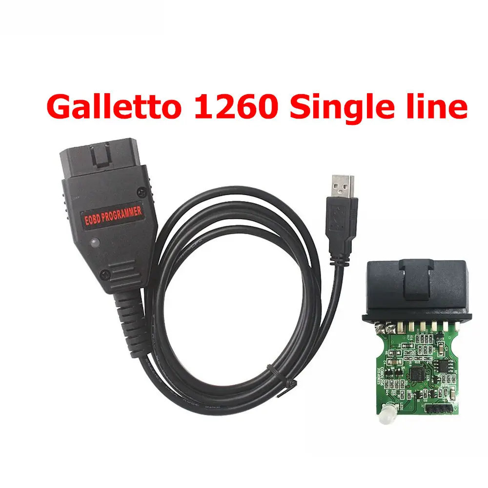 EOBD Galletto 1260 ECU Flasher диагностический инструмент FTDI чип OBD OBDII чтение и запись ECU для многоязычных автомобилей Galletto1260 - Цвет: single line