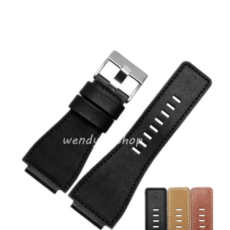 Ремешок для часов 34 мм * 24 черный желтый красный коричневый из натуральной кожи 3