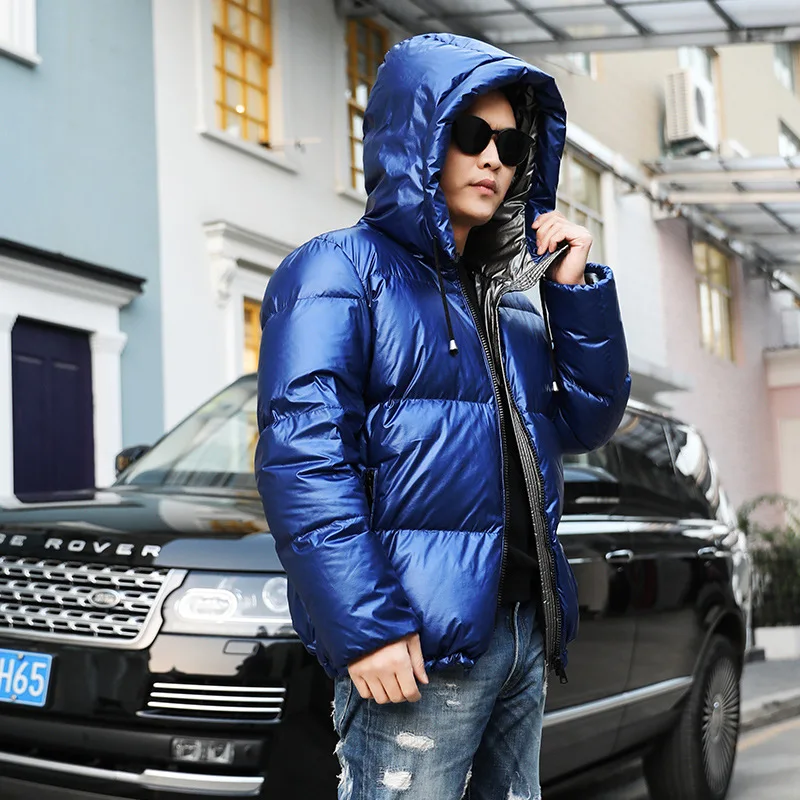 Men blue Tcyeek размера плюс зимнее пальто Мужская Женская куртка Hiver модная короткая куртка на гусином пуху женская с капюшоном модная зимняя одежда K8890 - Цвет: Men blue