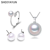 shdiyayun pearl jewelry sets natural freshwater pearls earrings necklace 925 sterling silver jewelry pendants for women gift