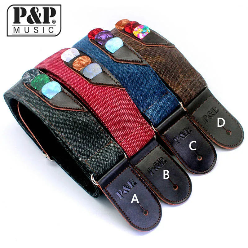 P & ковбойский ремень для гитары с тремя клипами карман