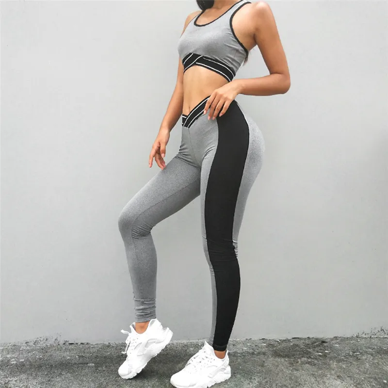2018 Women Yoga Sets Vest Fitness Suit GYM Wear Workout Clothing Running Slim Leggings Pilate Sport Suits Pant |
