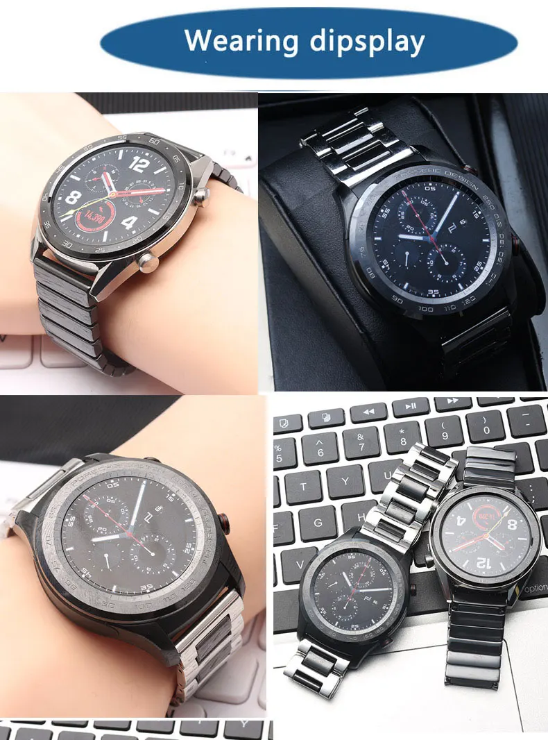 Керамический ремешок для часов fpr huawei Watch2 pro huawei watch GT | glory magic Huami 1/2 быстросъемный ремешок для часов