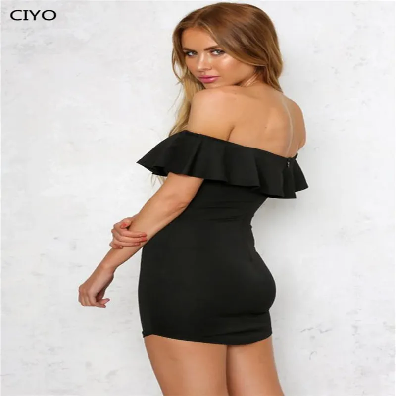 Ciyo рюшами с плеча bodycon платье пикантные Для женщин короткий рукав Клубные