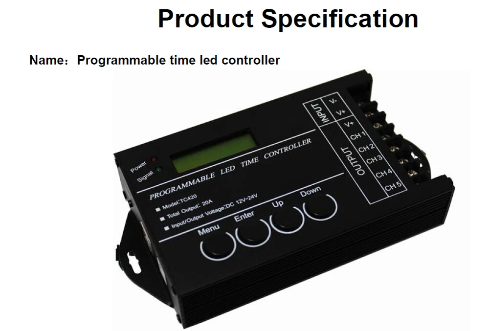 Время программируемый RGB светодиодный контроллер Диммер TC420 DC12V/24 V 5 общего канала Выход 20A общий анод программируемый