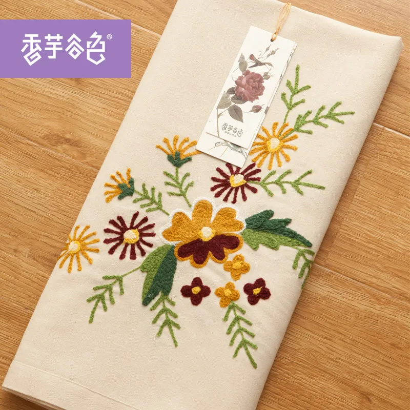 Традиционная китайская скатерть в сельском стиле ручной работы с вышивкой