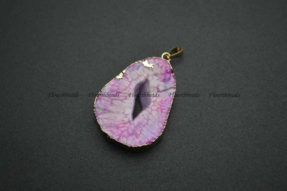 Красный фиолетовый цвет Geode Druzy Агат камень подвески|Подвески| |