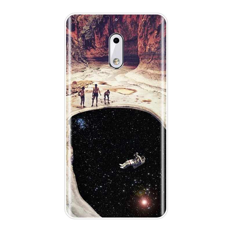 Задняя крышка для Nokia 7 Plus X6 Мягкий силиконовый чехол с изображением космоса Луны