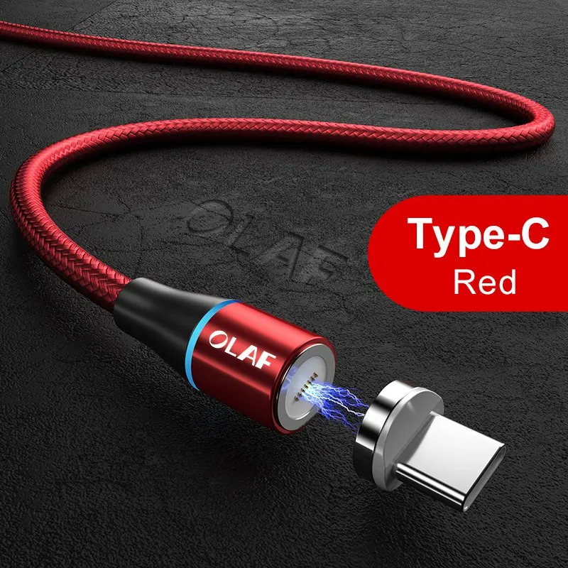 red type c cable Магнитный кабель OLAF 3A Micro USB для быстрой зарядки и передачи данных для iPhone XS 8 7 Магнитный кабель для зарядки type-C для samsung S10 Xiaomi - Цвет: red type c cable
