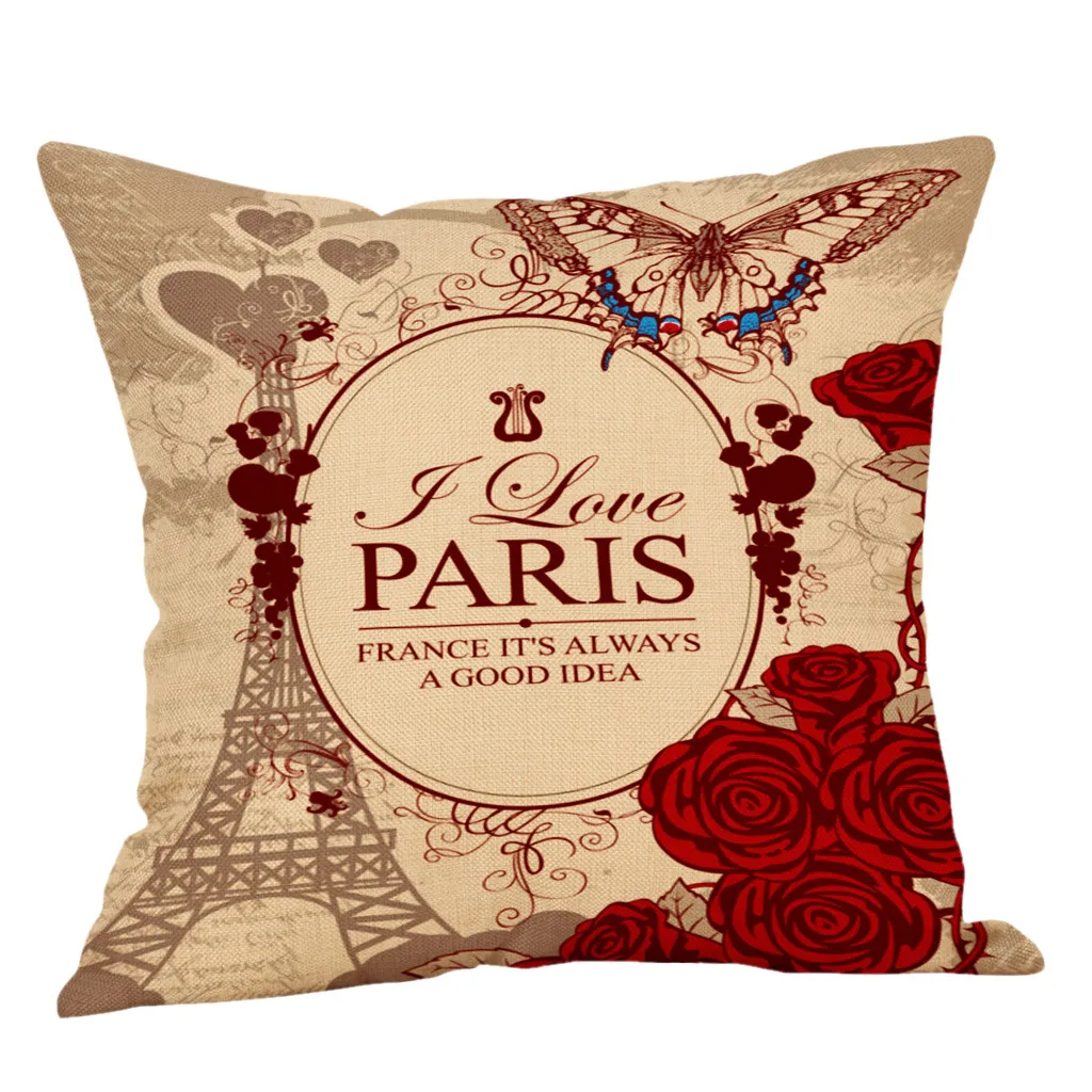 Gajjar квадратные Чехлы для подушек Париж Нотр Дам Ретро Печать наволочка хлопок