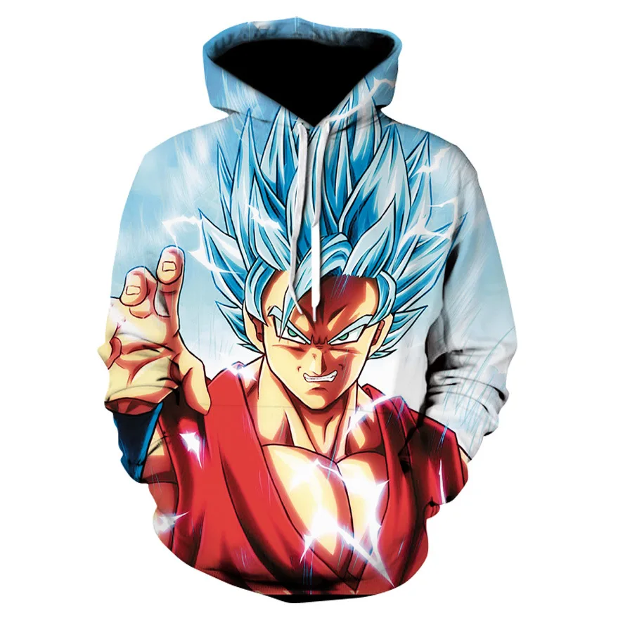 Аниме толстовки Dragon Ball Z с капюшоном и карманами Goku 3D цифровая печать для мужчин