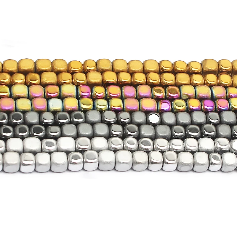 Бусины из натурального камня 3 мм квадратные матовые гематита для изготовления