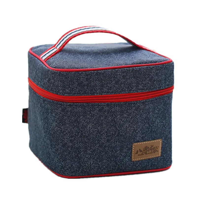Women Kids Thermal Lunch Bag Denim Insulated Cooler Tote Travel Family Picnic Food Fresh Keep Storage Pouch Container Ice Pack | Багаж и