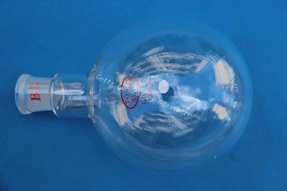 Колба с круглым дном одной горловиной 1000 мл тяжелая стена соединение 24/29