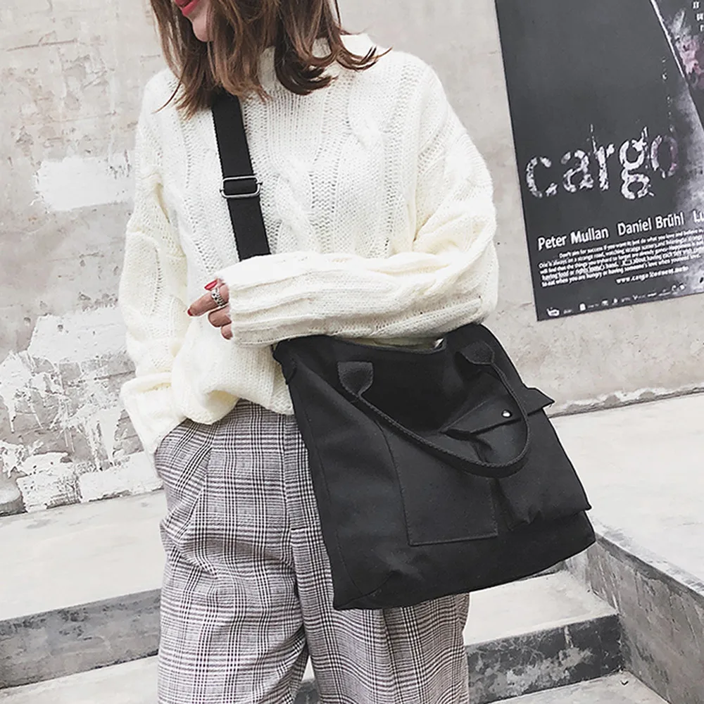 Унисекс модные однотонные мягкие повседневное Totel холст посланник плеча сумки