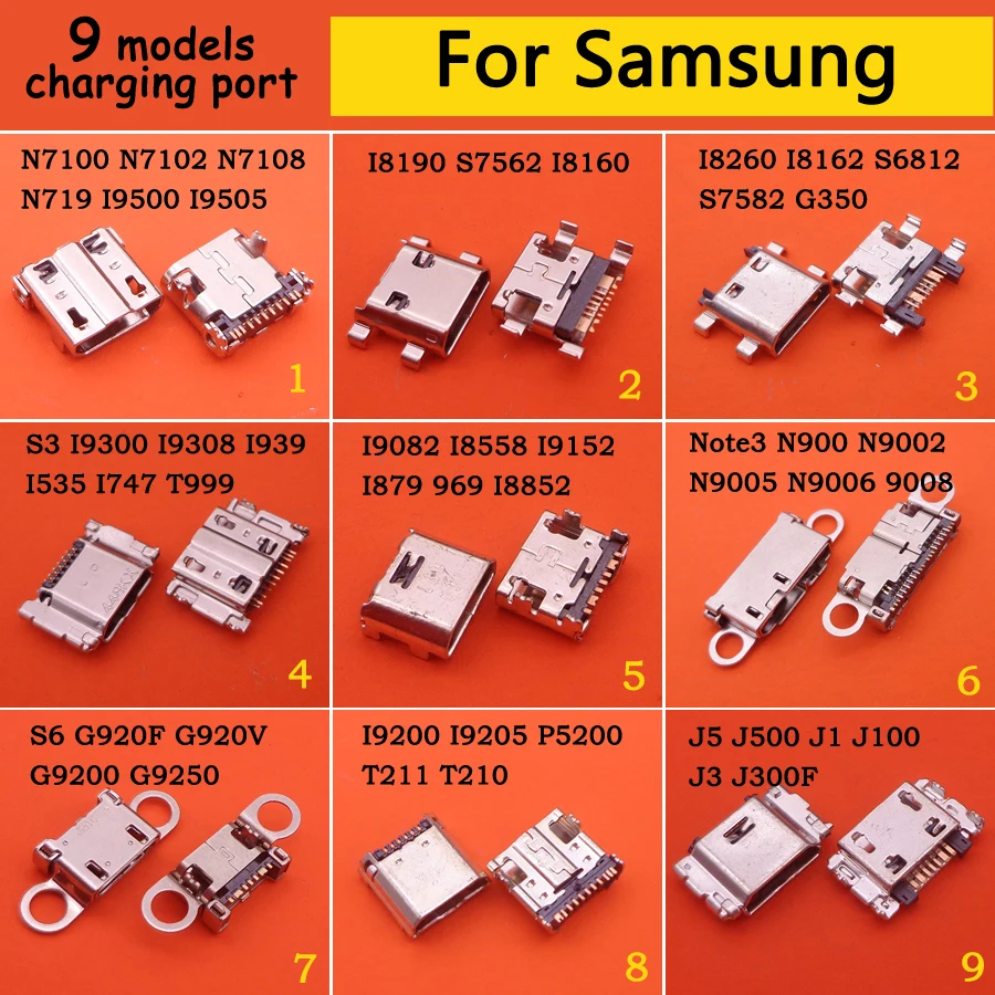 2 шт. разъем для зарядки Micro USB Samsung N7100 N900 I9500 I9505 I8160 I8190 I8260 I9300 I9082 J1 J3 J5 G350 G9200|Шлейфы
