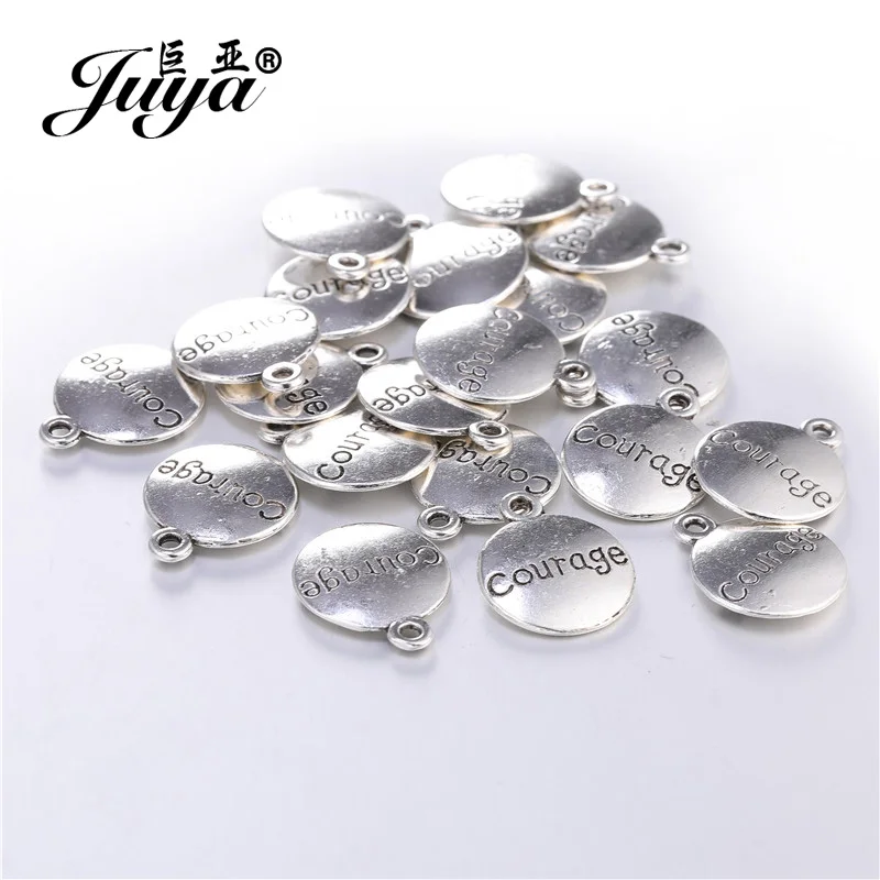 10pcs 14mm Lettering Metal Round Charms 6 Types of Text Pendant for Jewelry DIY Making Findings Fashion Handmade Accessories |