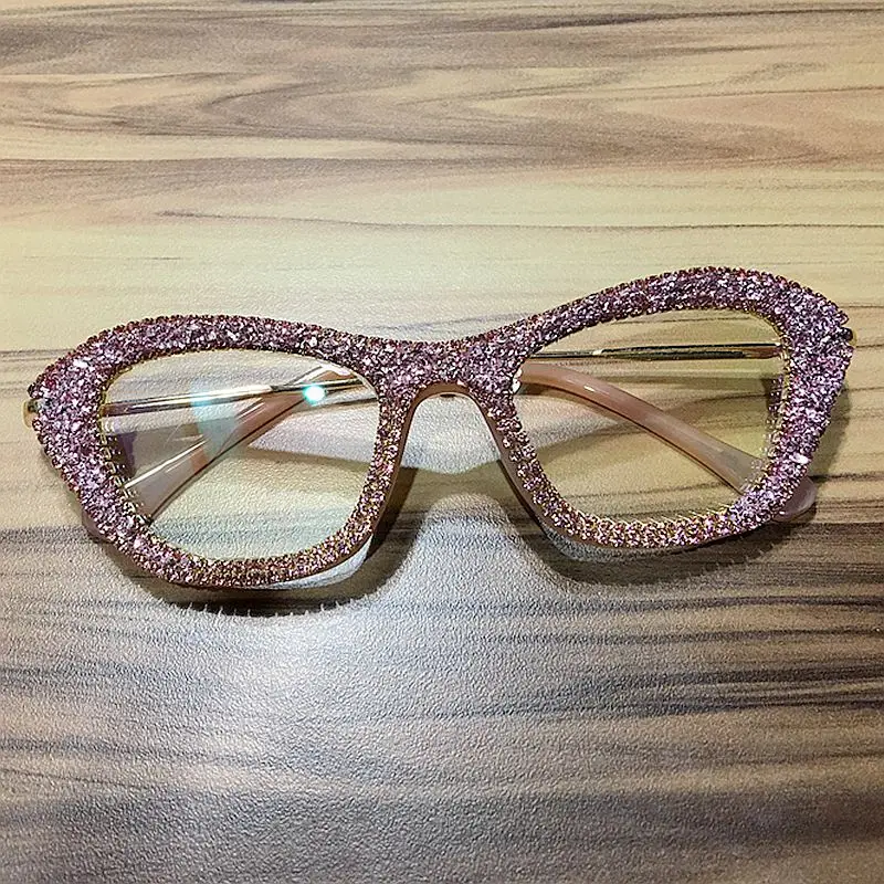 sunglasses women Sexy Cat eye glasses Fashion vintage clear lens sun glasses Luxury Ladies plain glasses - Цвет линз: pink