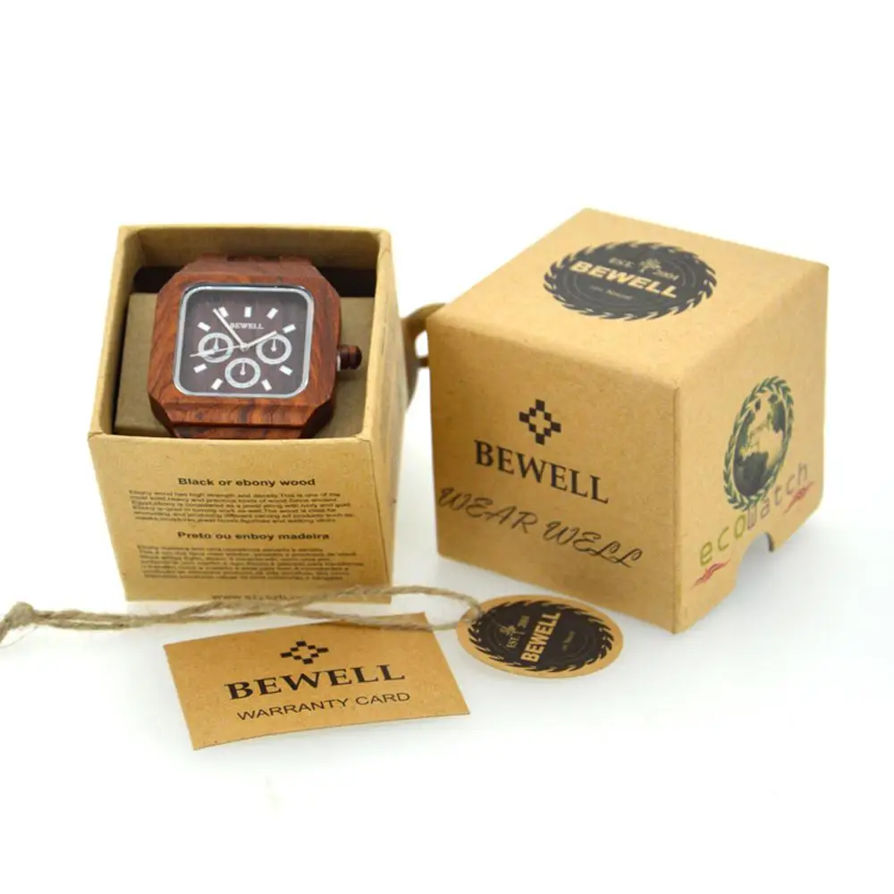 BEWELL Женские Мужские Элегантные Красочные бамбуковые деревянные часы