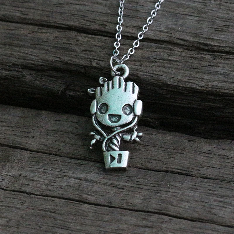 lanseis 1pcs cute Baby Groot Necklace,  I am Groot Necklace pendant ,Marvel lover Galaxy jewelry