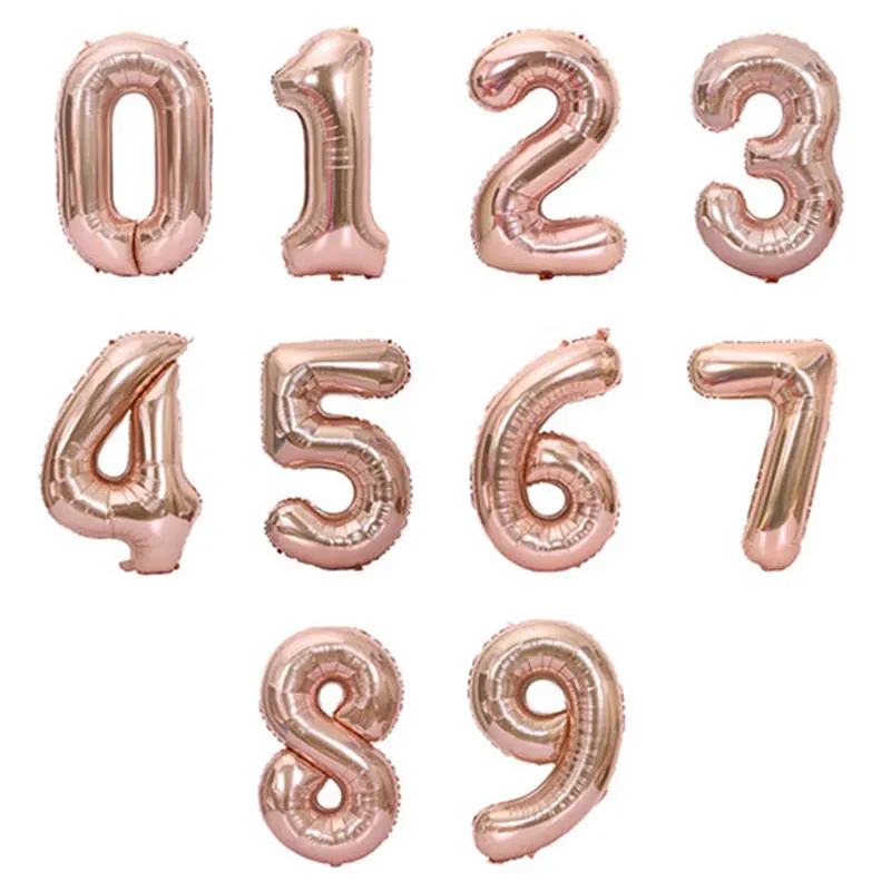 Rose Gold 32 дюймов Большой Фольга на день рождения воздушные шары воздушные гелиевые шара с цифрой цифры Happy День рождения украшения для детей/воздушные шары на день рождения балон - Цвет: Rose Gold