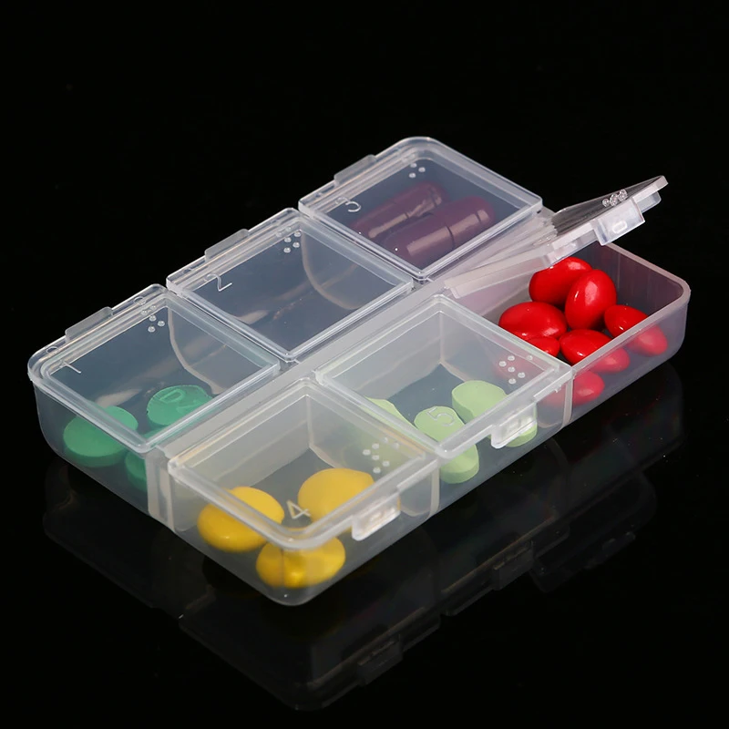 Travel Pill Cases For Blind Empty 6 Cells Drug tablet Container Braille Pills Medicine Dispenser Storage Case Boxes organizer | Дом и сад