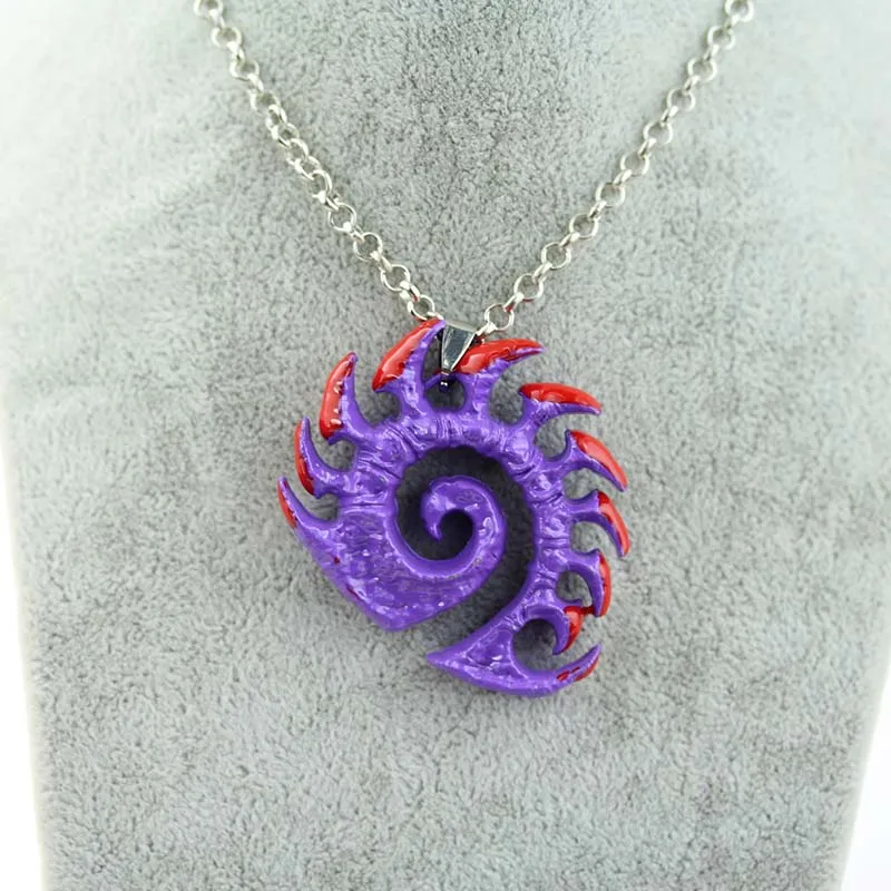 purple Starcraft ожерелье Zerg медальон ручной работы Эпическая подвеска с логотипом Sarah Kerrigan фиолетовое ожерелье с покрытием хорошее качество лучший подарок - Окраска металла: purple