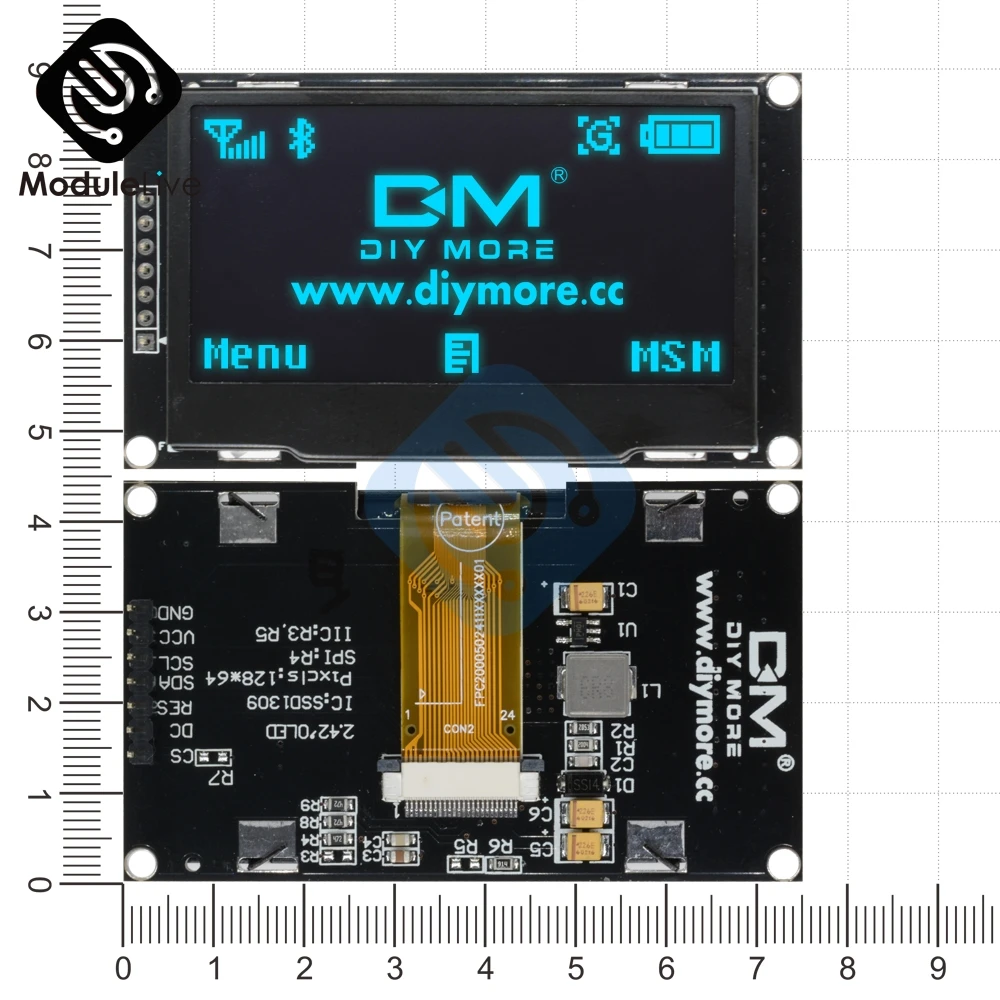 2 42 дюймовый ЖК экран 12864 OLED дисплей модуль IIC I2C SPI серийный C51 STM32 SSD1309 для Arduino 128X64