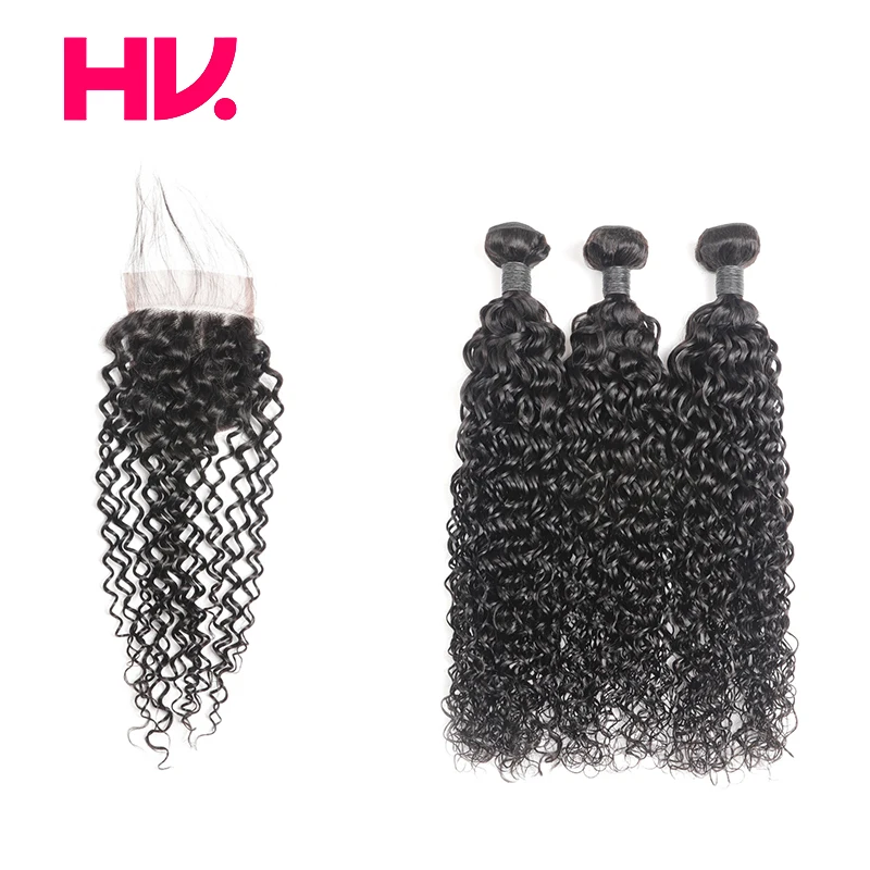 Бразильская холодная завивка пучки с закрытием волос натуральный 100% Remy