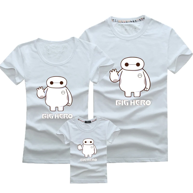 Summer Style hot sale short-sleeve Baymax T-shirt family clothing set for mother daughter and father son | Мать и ребенок