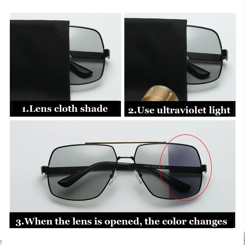 

DUOYUANSE Fishing Brand Designer Men Polarized Sunglasses 2686 Driver change color Square Classic Men Shades Sun glasses UV400
