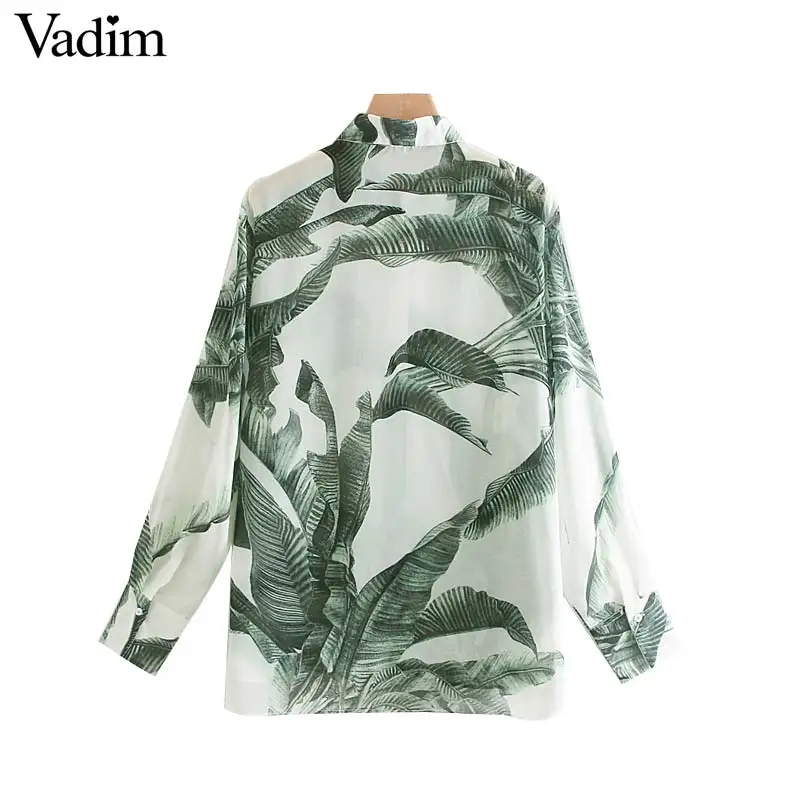 Vadim women elegant print blouse turn down collar long sleeve transparent irregular shirts female stylish chic tops blusas LB231 |
