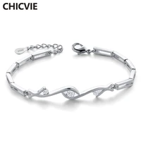 chicvie silver color s925 crystal cubic zirconia braceletsbangles for women charm snap button jewelry making bracelet sbr190142