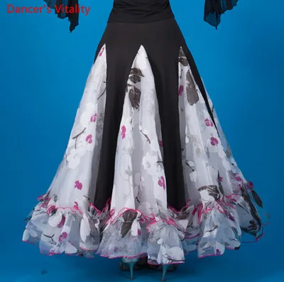 Юбка для бальных танцев 2018 Новая мода принт большая юбка женщин латинский Вальс