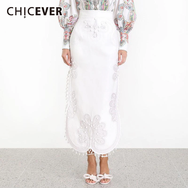 CHICEVER летняя Корейская юбка трапециевидной формы с высокой талией Женская