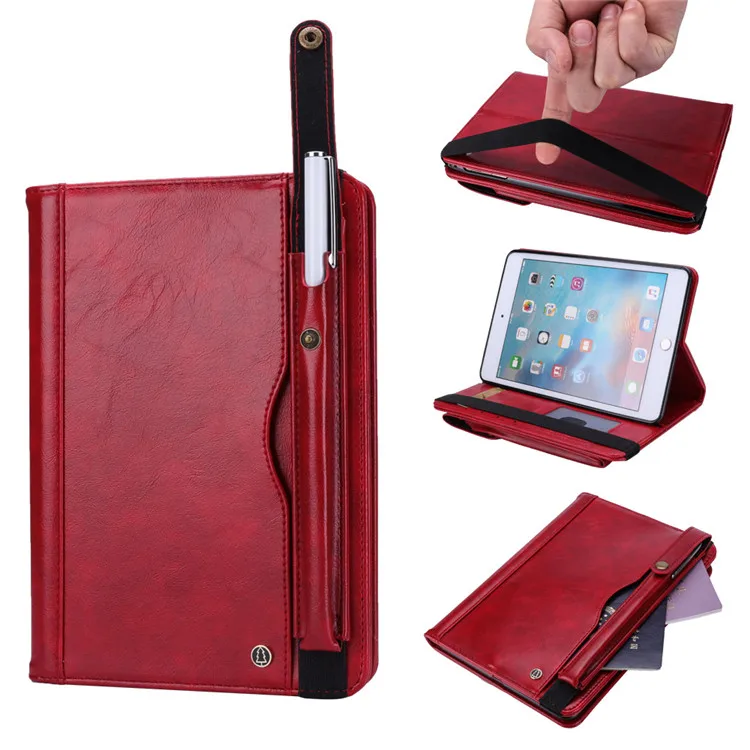 Кожаный чехол для iPad 9,7 funda с держателем стилуса 5-го 6-го поколения чехол для планшета для iPad 5 6 откидная подставка - Цвет: Red