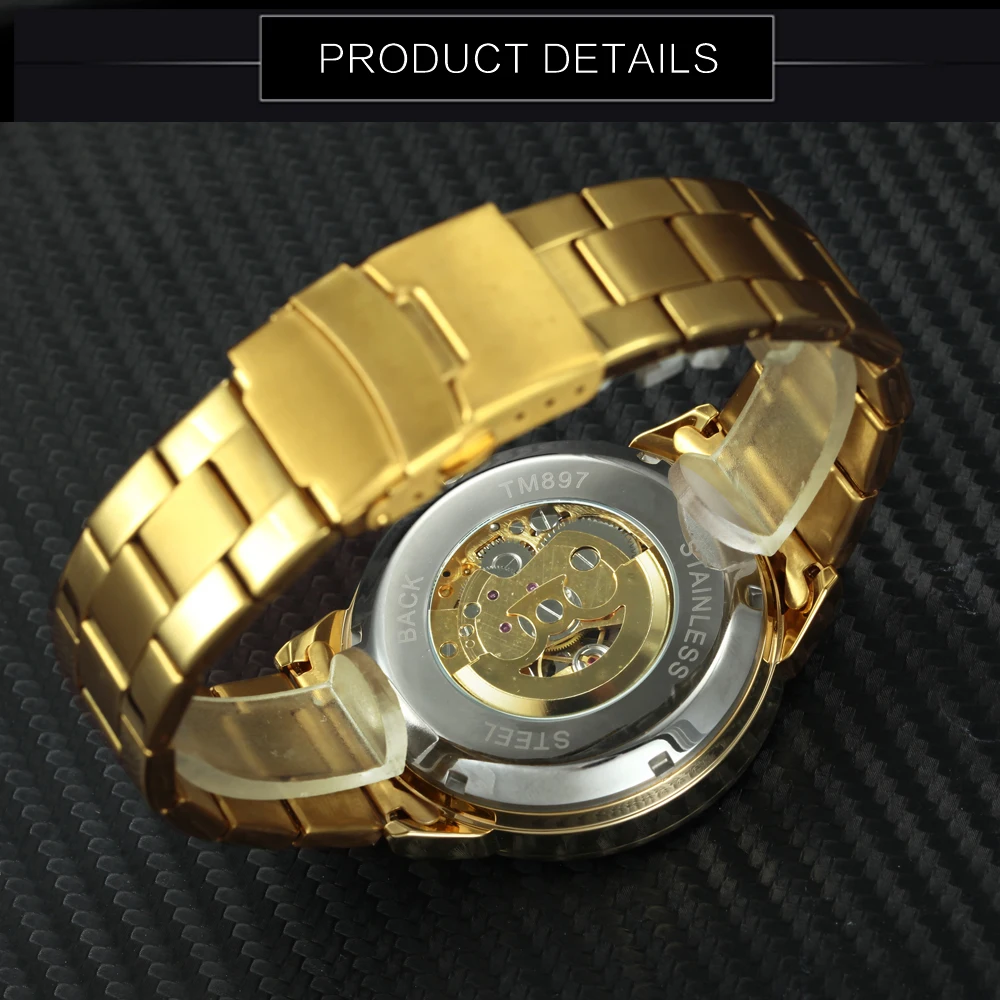 Часы наручные WINNER Мужские механические брендовые Роскошные модные деловые