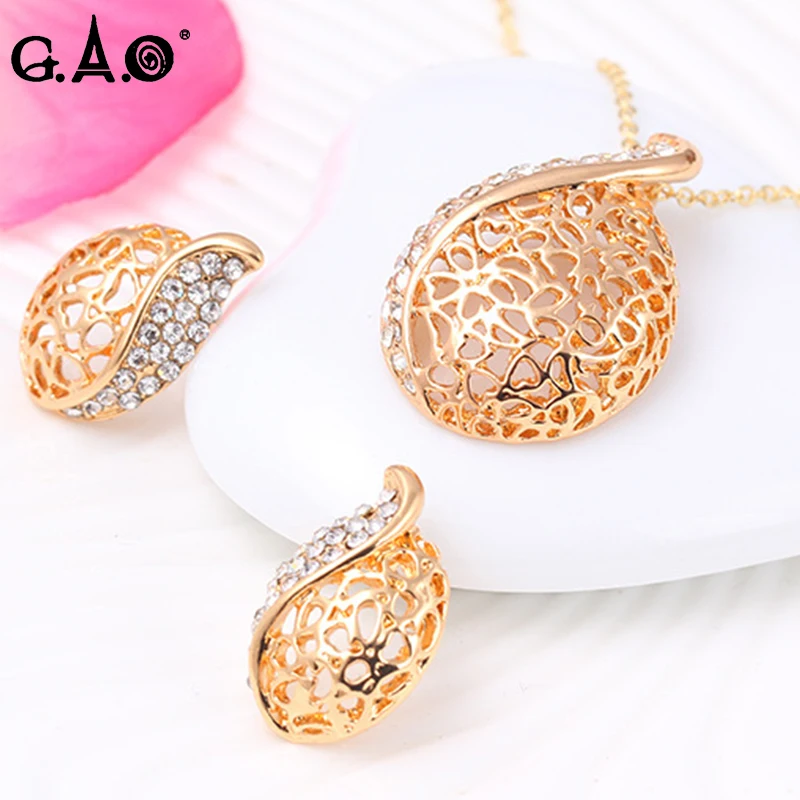 women jewelry set rhinestone hollow statement necklace and earrings sets parure bijoux femme oorbellen hangers jewellery earing | Украшения