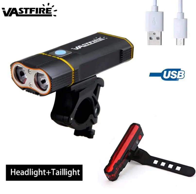 With Laser Taillight USB передний велосипедный головной светильник 2XL2 светодиодный велосипедный светильник фонарь Встроенный перезаряжаемый аккумулятор велосипедная лампа с для безопасности, крепление сзади светильник - Цвет: With Laser Taillight