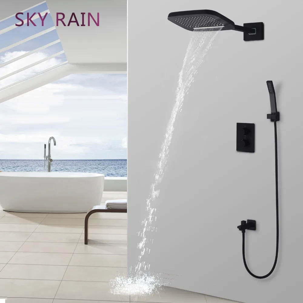 Матовые черные смесители для душа SKY RAIN настенный набор Душевая система
