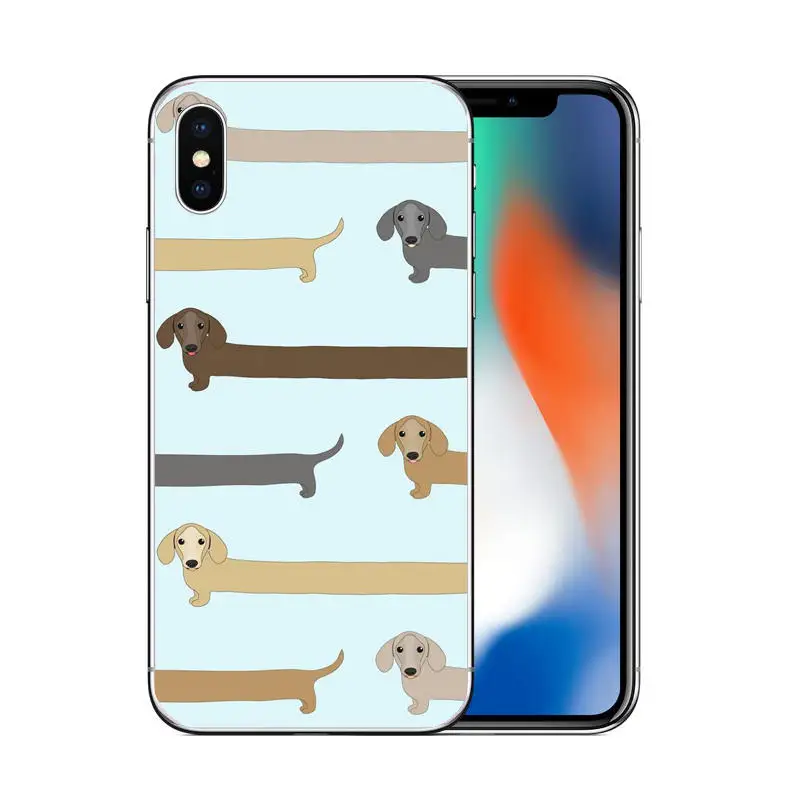 Милый мультяшный Мягкий силиконовый чехол для телефона с таксой iPhone XS MAX XR 5 5s SE 6 6S