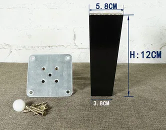 12cm height C 4pcs/lot Oak Wood Height Reliable Oblique Inclined Furniture Leg with Iron Plate Sofa Table Cupboard square sofa feet Legs B529 - Цвет: 12cm height C