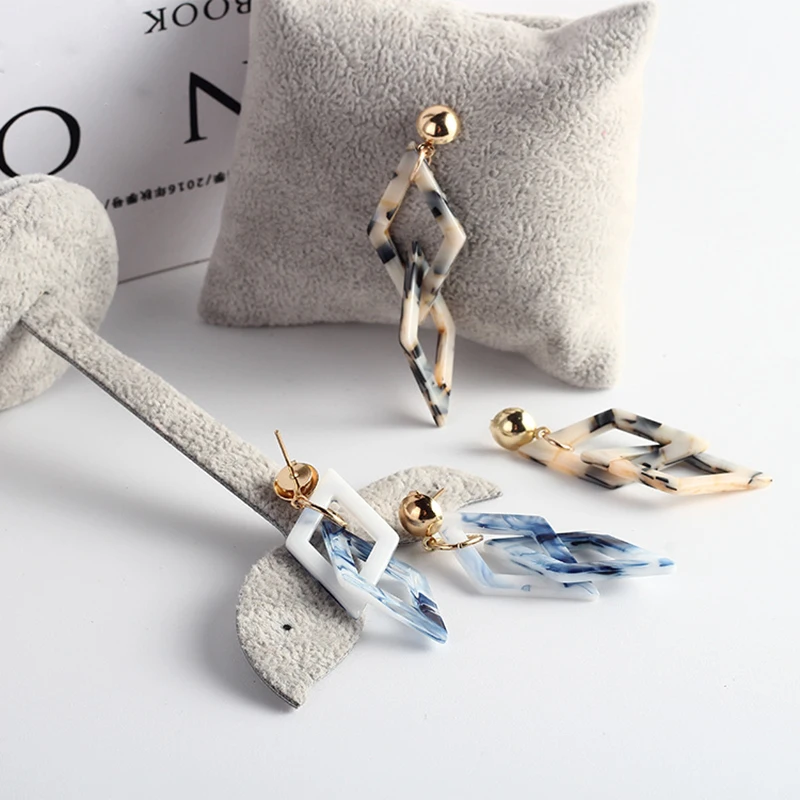 Геометрические акриловые серьги модная индивидуальность мраморность Leopard