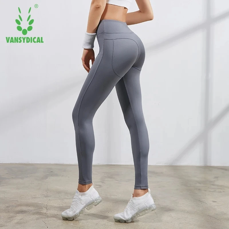 Vansydical Womens Leggings Gym Yoga Pants High Waist Sexy Hips Push Up Running Tights Super Stretchy Dance Workout Sports | Спорт и