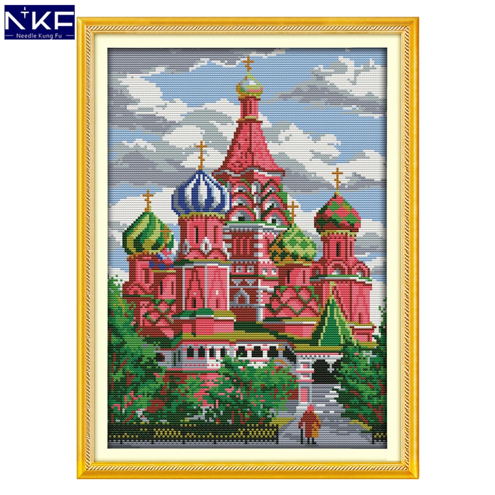 

Набор для вышивки крестиком NKF с изображением Красного замка, Китайская вышивка крестиком для украшения дома