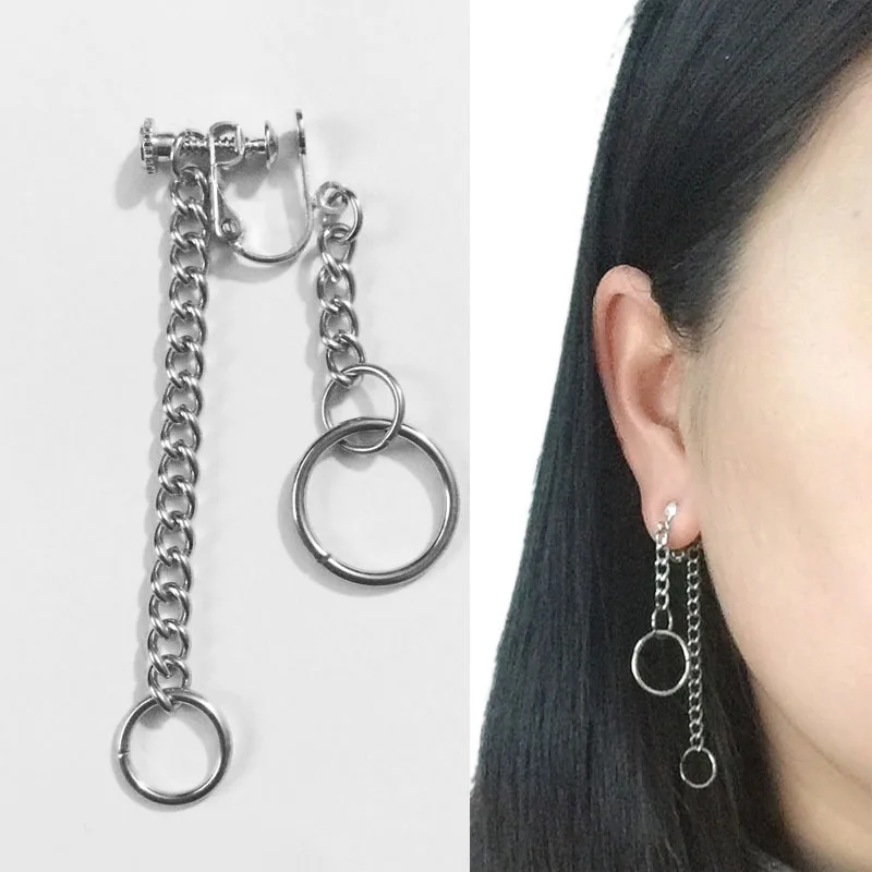 Metal Chain Earrings Urban Hypoallergenic Dangle titanium steel Jewely | Украшения и аксессуары
