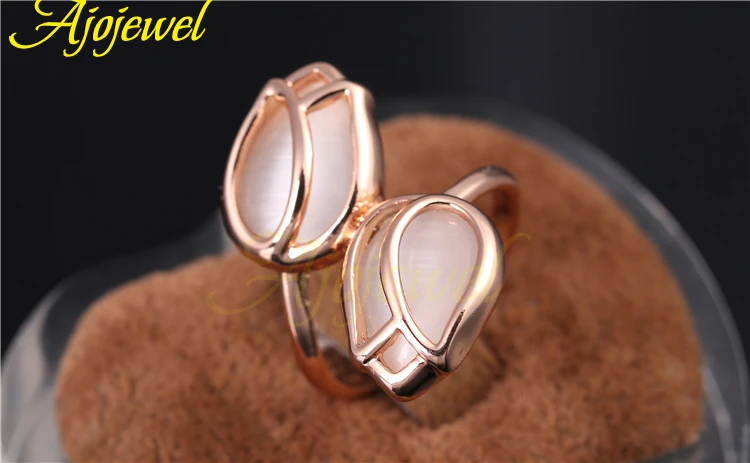 Женское кольцо с цветком Ajojewel элегантное белое Опаловый тюльпан подарок на день