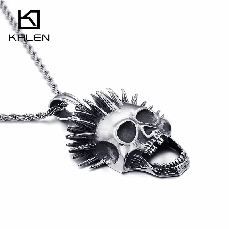 Мужское ожерелье с подвеской в виде черепа KALEN Punk готическое колье из нержавеющей