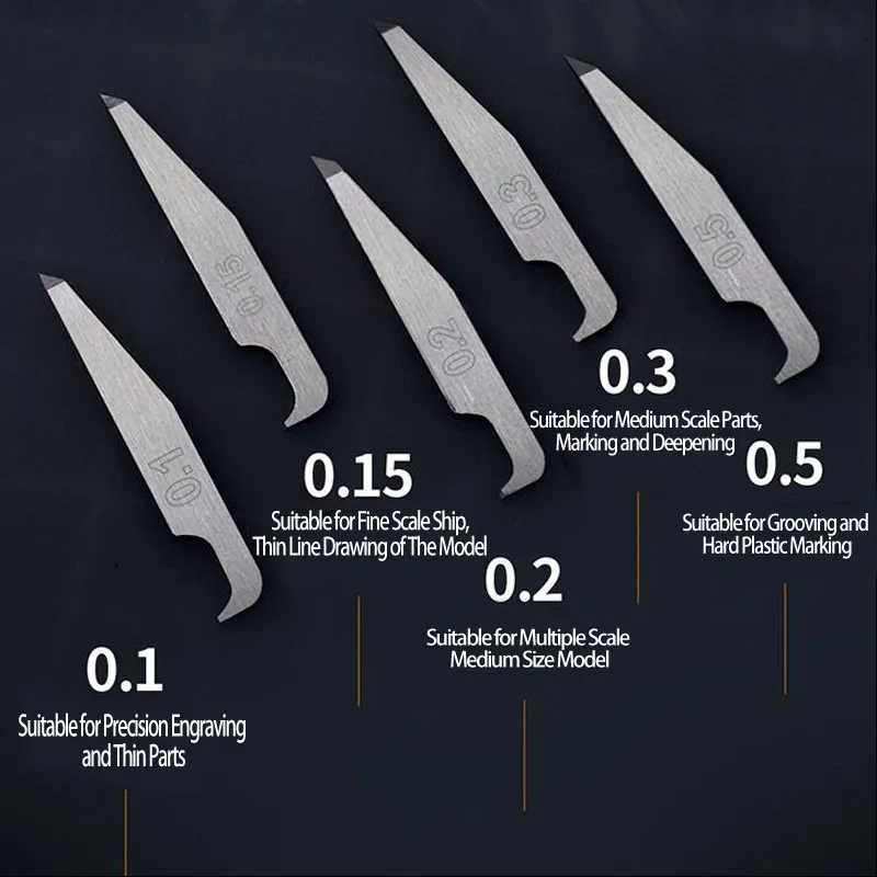U-STAR UA-91908 многоцелевой гравированный Двухкратный толкающий нож лезвие, 0,1 мм/0,15 мм/0,2 мм/0,3 мм/0,5 мм